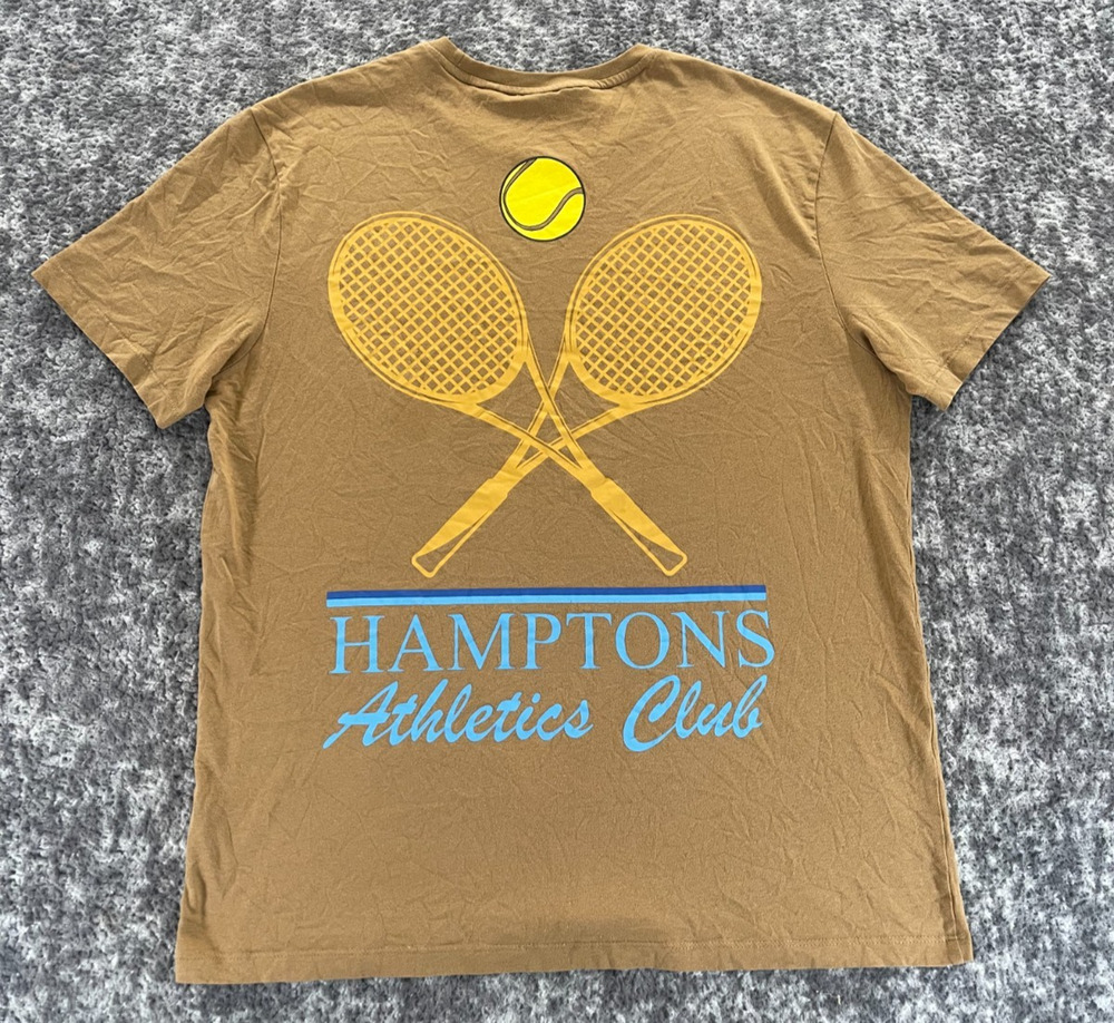 FREE PLANET Men's Hamptons Tennis Club Graphic T-Shirt Organic Cotton Unisex L